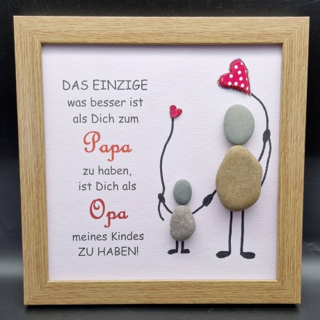 Steinbild für den lieben Vater, Papa, Vati und Opa zum Vatertag - wählbar mit 1 oder 2 Kindern