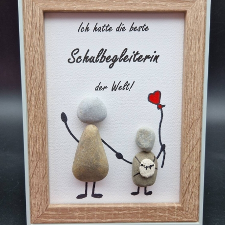 Liebevoll handgefertigtes Steinbild als Abschiedsgeschenk für die Schulbegleiterin