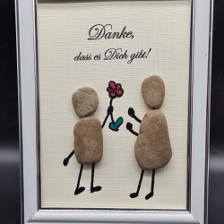 Liebevoll handgefertigtes Steinbild als Geschenk um mal Danke zu sagen - personalisierbar