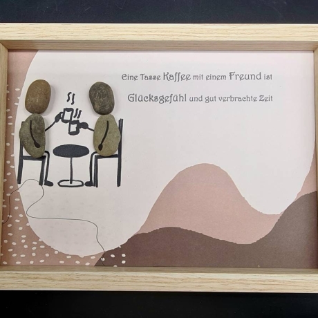 Liebevoll handgefertigtes Steinbild als Geschenk für Kaffeeliebhaber, den besten Freund bzw. die beste Freundin