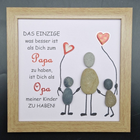 Steinbild für den lieben Vater, Papa, Vati und Opa zum Vatertag - wählbar mit 1 oder 2 Kindern