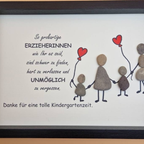 Steinbild als Geschenk zum Abschied vom Kindergarten für die Erzieherinnen - 3 Rahmenfarben