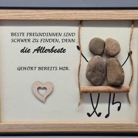 Steinbild als Geschenk für die beste Freundin - 2 Rahmenfarben