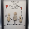 Liebevoll handgefertigtes Steinbild für den lieben Papa und Opa zum Vatertag- 2 Rahmenfarben