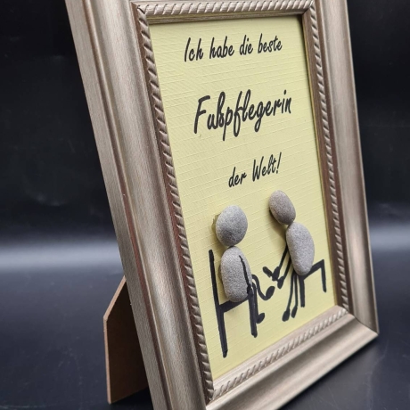 Liebevoll handgefertigtes Steinbild als Geschenk  für die beste Fußpflegerin der Welt