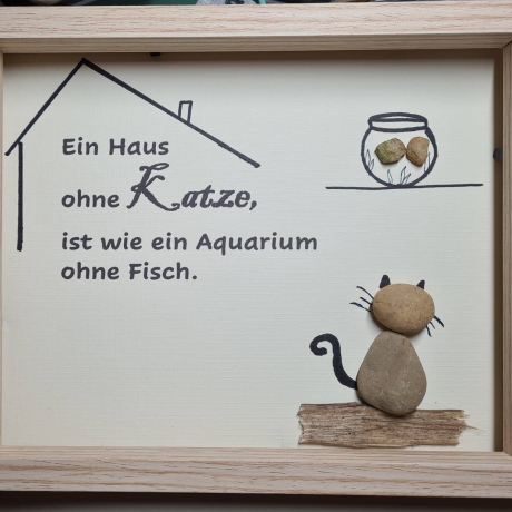 Liebevoll handgefertigtes Steinbild für Katzen Liebhaber