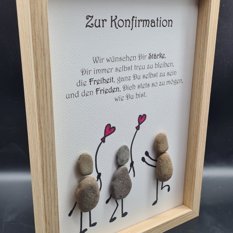 Steinbild als Geschenk zur Konfirmation in 3 Rahmenfarben