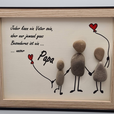 Steinbild für den lieben Papa zum Vatertag - 1 oder 2 Kinder 