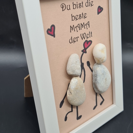 Liebevoll handgefertigtes Steinbild für die liebe Mama - zum Muttertag