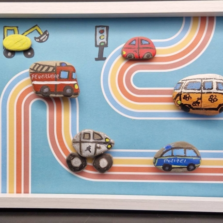 Steinbild fürs Kinderzimmer - Für Autoliebhaber