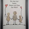 Liebevoll handgefertigtes Steinbild für den lieben Papa und Opa zum Vatertag- 2 Rahmenfarben