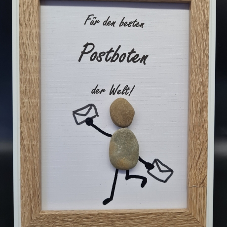 Liebevoll handgefertigtes Steinbild als Geschenk für den Postboten