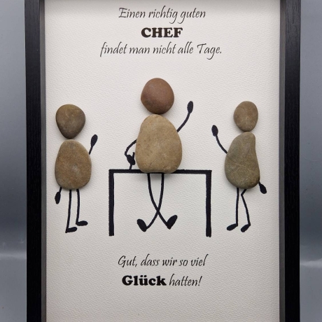 Steinbild für den Chef, die Chefin - 2 Rahmenfarben - Weihnachten