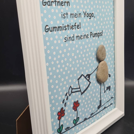 Liebevoll handgefertigtes Steinbild als Geschenk für Gärtner und Blumenliebhaberinnen