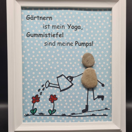 Liebevoll handgefertigtes Steinbild als Geschenk für Gärtner und Blumenliebhaberinnen