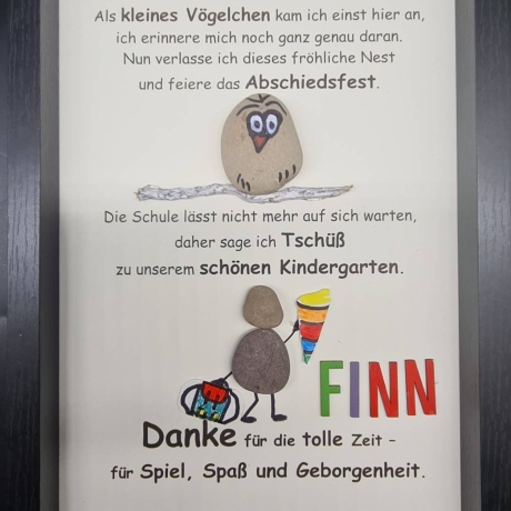 Steinbild zum Abschied vom Kindergarten für Erzieherin