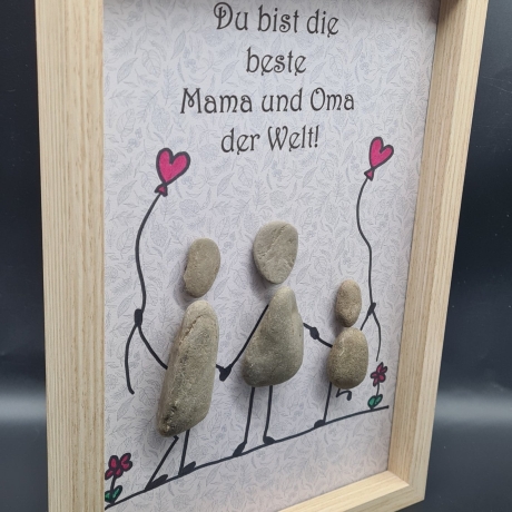 Liebevoll handgefertigtes Steinbild für die liebe Mama und Oma