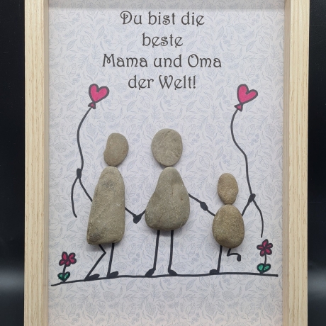 Liebevoll handgefertigtes Steinbild für die liebe Mama und Oma