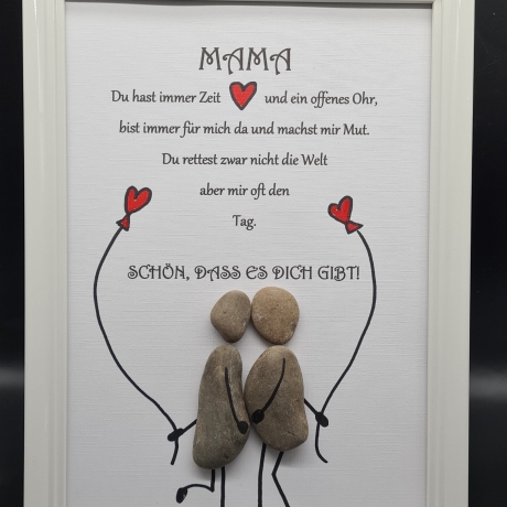 Liebevoll handgefertigtes Steinbild für die liebe Mama und Oma