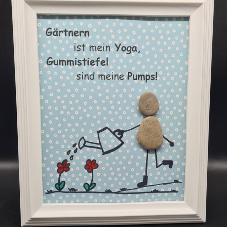 Liebevoll handgefertigtes Steinbild als Geschenk für Gärtner und Blumenliebhaberinnen