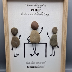 Steinbild für den Chef, die Chefin - 2 Rahmenfarben - Weihnachten