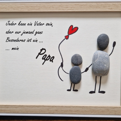 Steinbild für den lieben Papa zum Vatertag - 1 oder 2 Kinder 