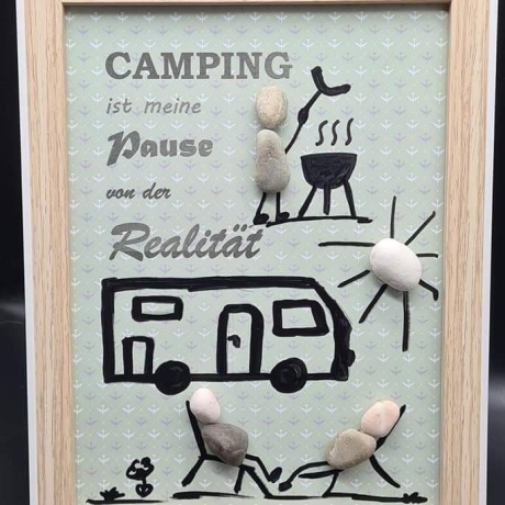 Steinbild als Geschenk für Camping Freunde