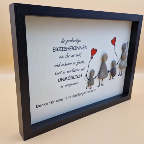 Steinbild als Geschenk zum Abschied vom Kindergarten für die Erzieherinnen - 3 Rahmenfarben