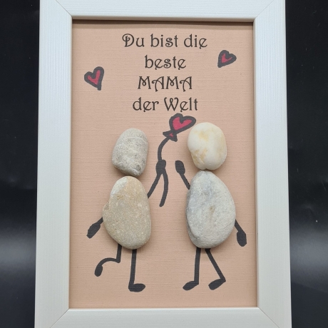 Liebevoll handgefertigtes Steinbild für die liebe Mama - zum Muttertag