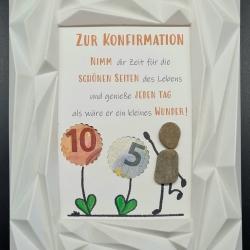 Liebevoll handgefertigtes Steinbild als extravagantes und ausgefallenes Geldgeschenk zur Konfirmation - zum selber befüllen