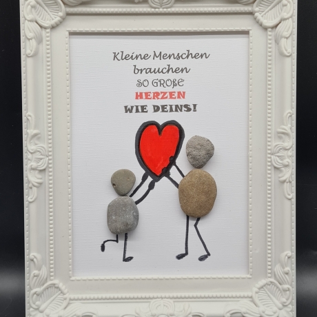 Liebevoll handgefertigtes Steinbild als Geschenk zum Abschied vom Kindergarten,  von der Tagesmutter oder der Kinderkrippe