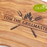 Servierbrett Olivenholz Grifflasche Lasergravur personalisiert