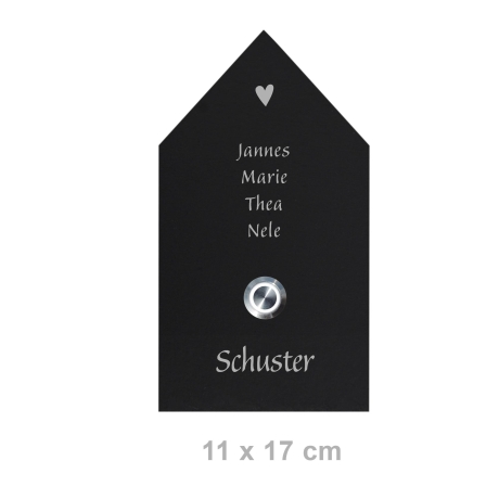 Klingelschild Schiefer (11x17 cm) LED Taster personalisiert  