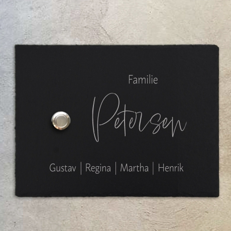 Personalisiertes Klingelschild 20x15 cm aus Schiefer Namensschild