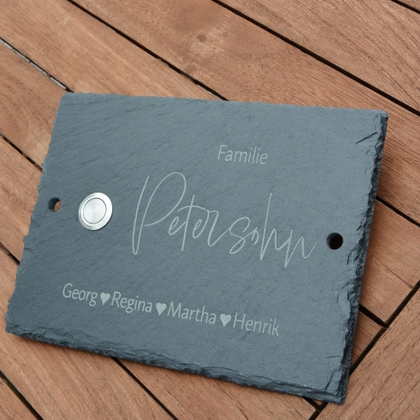 Personalisiertes Klingelschild 20x15 cm aus Schiefer Namensschild