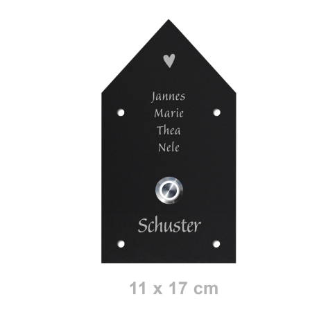 Klingelschild Schiefer (11x17 cm) LED Taster personalisiert  