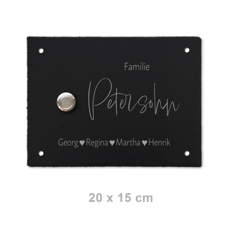 Personalisiertes Klingelschild 20x15 cm aus Schiefer Namensschild