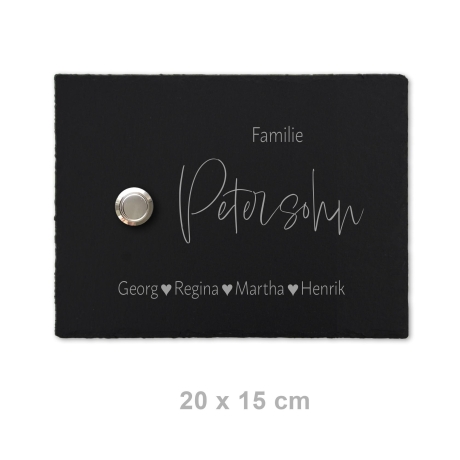 Personalisiertes Klingelschild 20x15 cm aus Schiefer Namensschild