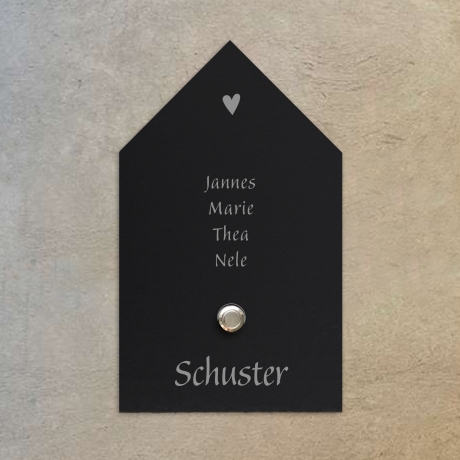 Klingelschild Schiefer (11x17 cm) LED Taster personalisiert  