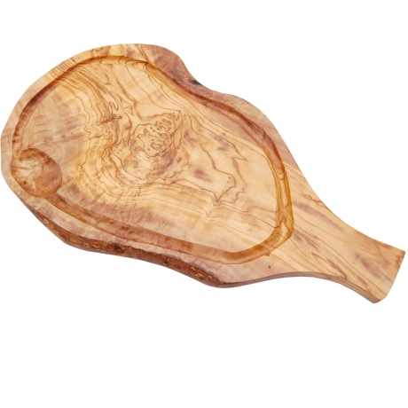 Steakbrett aus Olivenholz mit Handgriff | HIRSCH | personalisiert