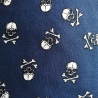 Webware, Baumwollstoff, Stoff, dunkelblau mit weißem Totenkopf, Skull, Knochenkreuz