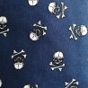 Webware, Baumwollstoff, Stoff, dunkelblau mit weißem Totenkopf, Skull, Knochenkreuz