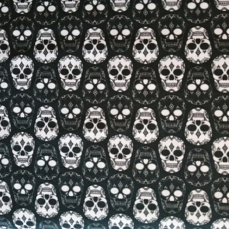 Webware, Baumwollstoff, Stoff, schwarz mit weißem Totenkopf, Skull