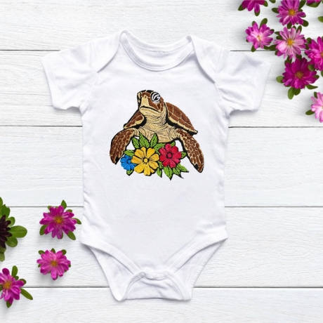 Stickdatei Schildkröte floral in 5 Größen