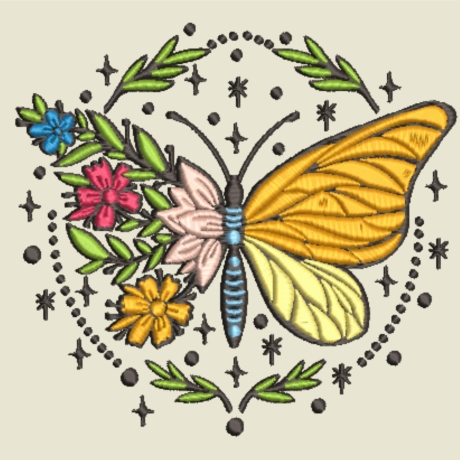 Stickdatei Schmetterling im Ring in 6 Größen