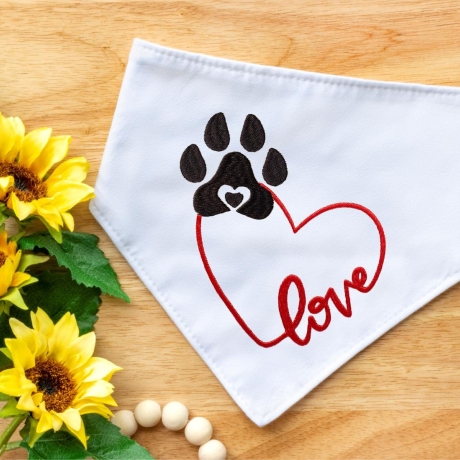 Stickdatei Loveherz simple und Hundepfote in 6 Größen