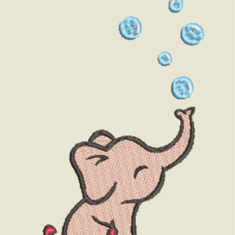 Stickdatei Elefant mit Blasen in 6 Größen