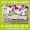 Stickdatei 3D-Anhänger GLÜCKSKIND, 3D-Stick, Lesezeichen