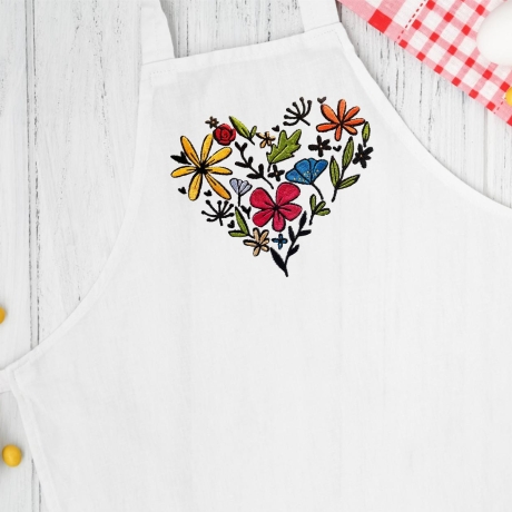 Stickdatei Blumenherz in 6 Größen, Maschinenstickerei