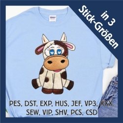 Stickdatei Applikation Kuh Helga in 3 Größen